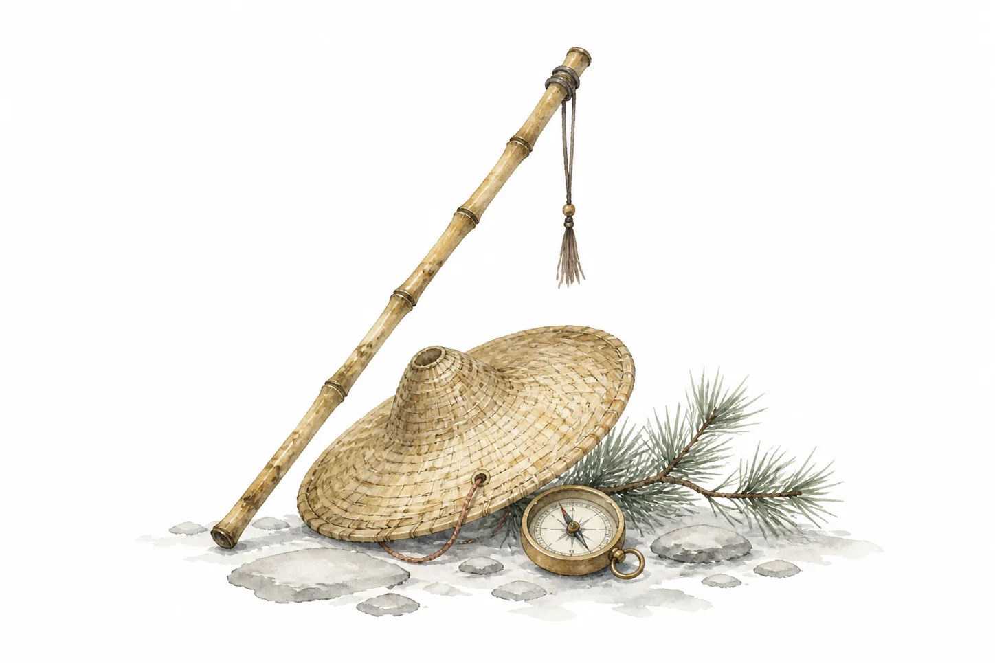 Spaziergänge-Kalender — illustrative Tuschezeichnung