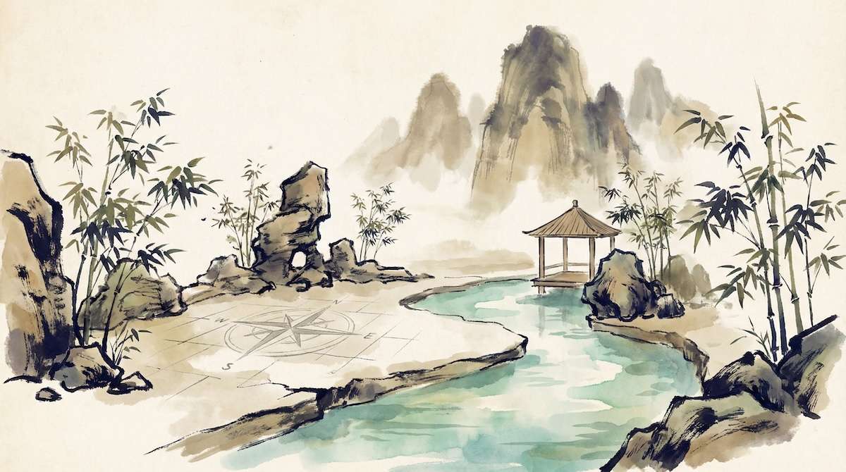 eng Shui — harmonische Landschaft im chinesischen Tuschmalerei-Stil