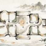 Feng Shui Wohnung — harmonischer Grundriss im chinesischen Tuschmalerei-Stil