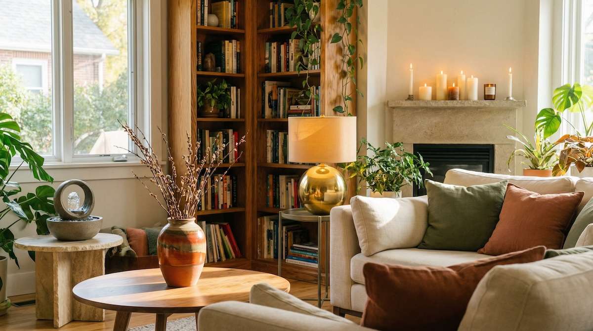 wohnzimmer3 Feng Shui Wohnzimmer mit 5 Elementen — Holz, Feuer, Erde, Metall, Wasser in Balance